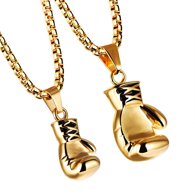 Couples Lovers No Fade Stainless Steel Boxing Gloves Hip Hop Workout Fit Pendants
