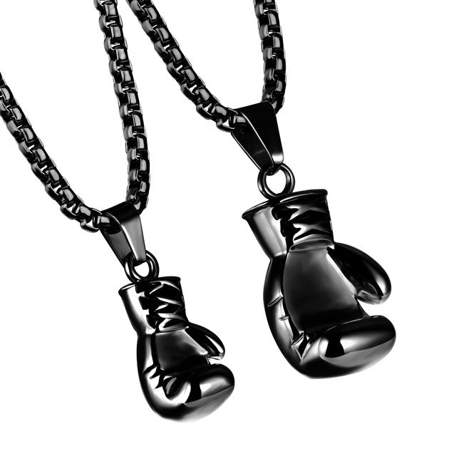 Couples Lovers No Fade Stainless Steel Boxing Gloves Hip Hop Workout Fit Pendants