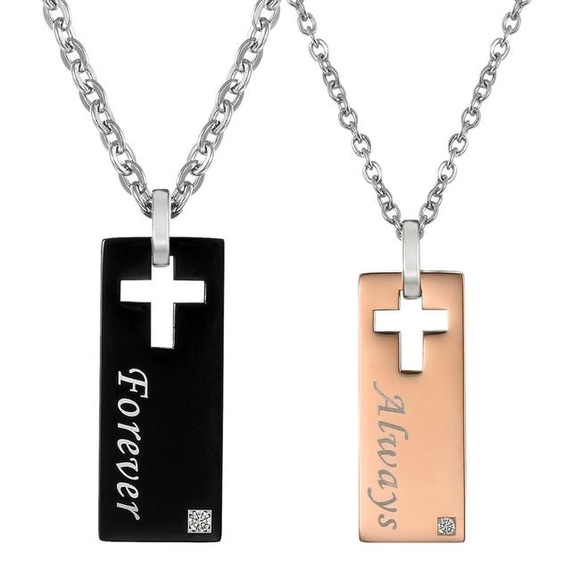 Love Forever Always Couples No Fade Stainless Steel Pendant Necklaces