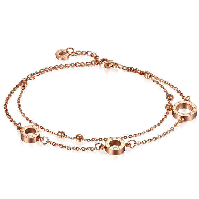 Stainless Steel Rose Gold Silver No Fade Anklet or Wrist Bracelet