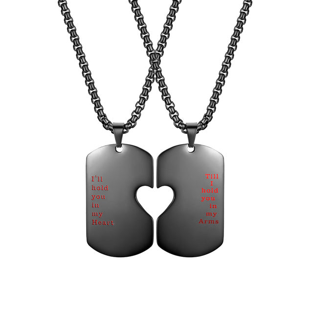 Couples Lovers No Fade Stainless Steel Heart Pendant Chain Necklace
