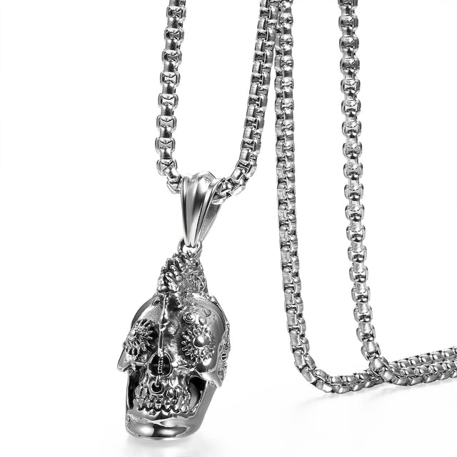 Mens No Fade Stainless Steel Dragon Skull Heat All Seeing Eye Pendant Chain Necklaces