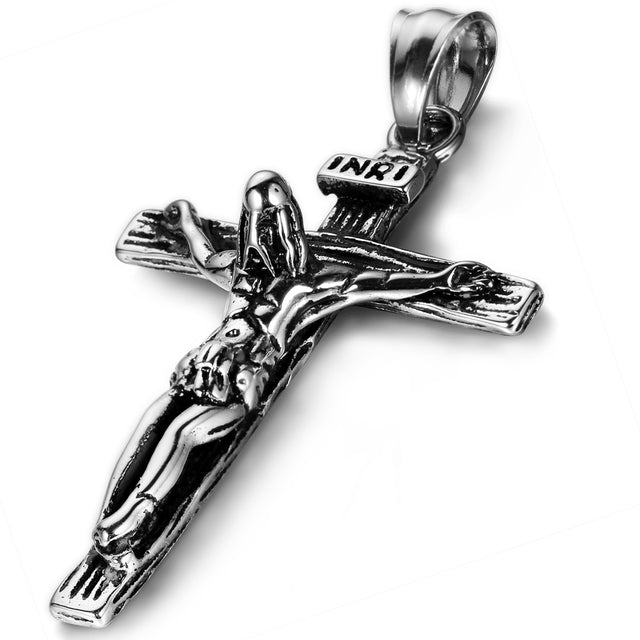 Mens Hanging Head Jesus Crucifix No Fade 316L Stainless Steel Pendant