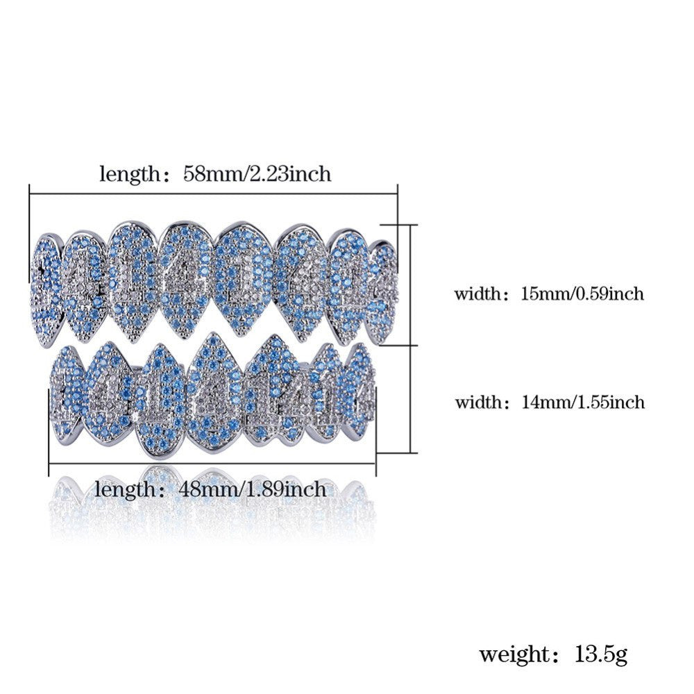 1414 Hip Hop Silver Fangs Teeth Grillz Top Bottom Mouth Grills