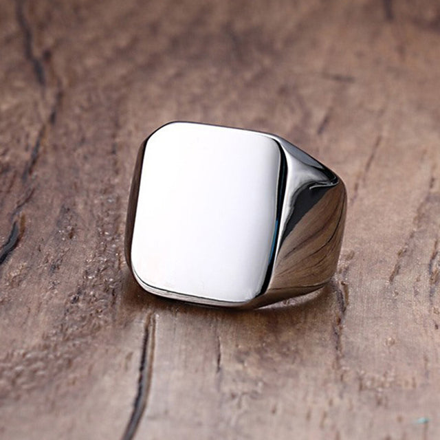 Mens Custom Made No Fade Silver Stainless Old English Letters Initial Ring
