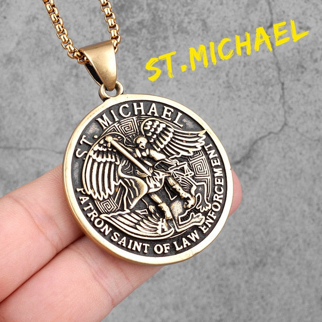 Archangel | No Fade Stainless Steel St Michael Spiritual Pendant Chain Necklace