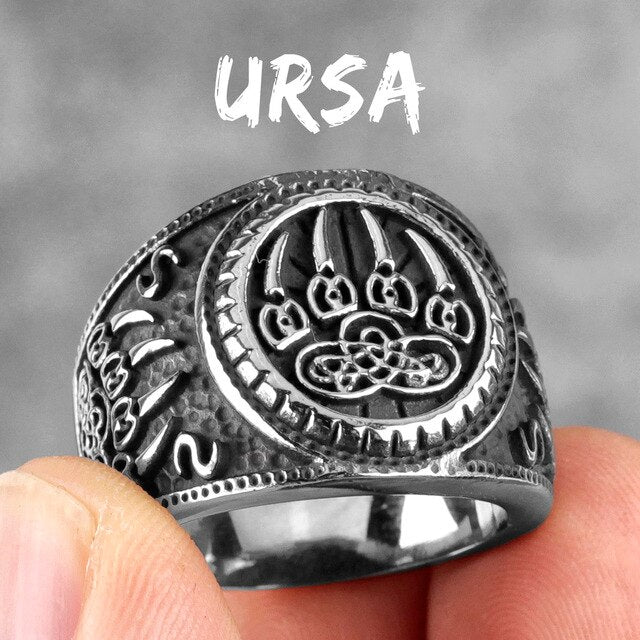 Mens Stainless Steel Norse Mythology Bear Tribe Tribal Paw Rings