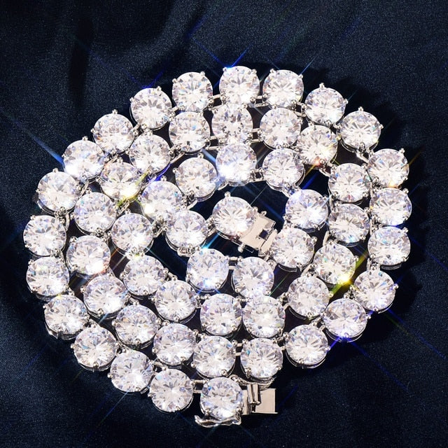 Flooded Ice 3mm - 10mm 4 Prong Set One Row 3A Stone Tennis Chain Necklace