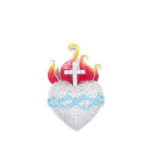 Heart Of Fire | Moissanite Diamond Cross Flame Glow In The Dark Silver Pendant