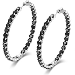 Boss Chick Queen 15.5ctw Genuine Lab Diamond 925 Silver Big Hoop Bling Earrings