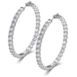Boss Chick Queen 15.5ctw Genuine Lab Diamond 925 Silver Big Hoop Bling Earrings