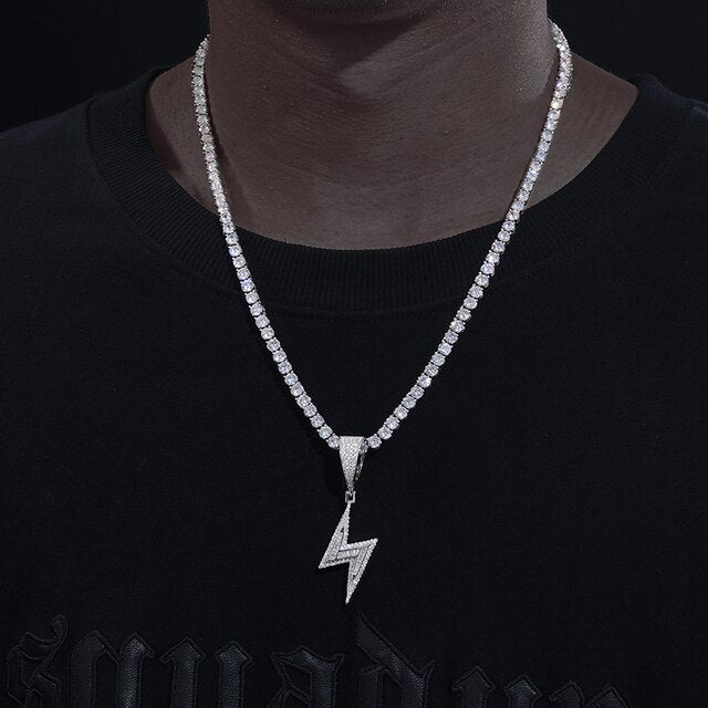 Bling Storm | VVS Genuine Diamond Moissanite Hip Hop Lightning Bolt Pendant