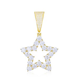 VVS Genuine Diamond Flooded Ice Super Star 925 Sterling Silver Hip Hop Pendants