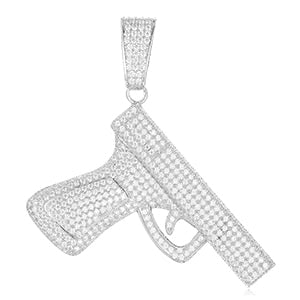 Mens Street Wear VVS Lab Diamond 925 Sterling Silver Pistol Gun Hip Hop Pendant