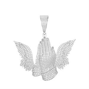 VVS Diamond The Wings Of Prayer Hands Hip Hop 925 Sterling Silver Hip Hop Chain Necklace