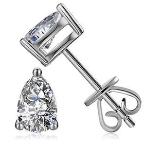 Ladies VVS Diamond Tear Drop 925 Sterling Silver Push Back Earrings