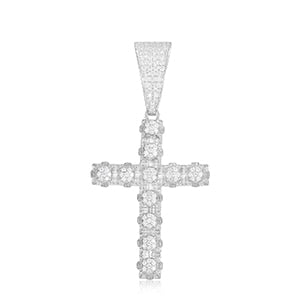 Genuine VVS Lab Diamond 925 Sterling Silver 3D Cross Hip Hop Chain Pendants