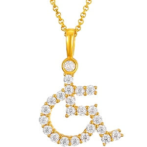 Genuine VVS Lab Diamond Solid Sterling Silver Wheelchair Hip Hop Chain Necklace