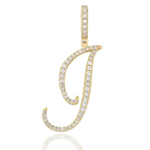 Custom Genuine VVS Lab Diamond Cursive Solid Sterling Silver Initial Hip Hop Chain Necklace