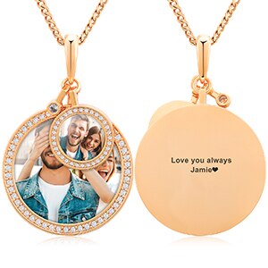 Genuine VVS Lab Diamond Double Round Sterling Silver Custom Photo Hip Hop Chains