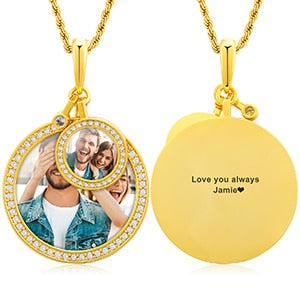 Genuine VVS Lab Diamond Double Round Sterling Silver Custom Photo Hip Hop Chains