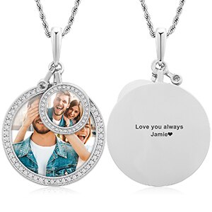 Genuine VVS Lab Diamond Double Round Sterling Silver Custom Photo Hip Hop Chains