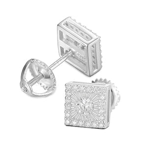 Square Big Boy VVS Lab Diamond 14k Gold Over Solid Sterling Silver Hip Hop Earrings
