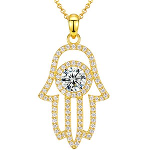 Genuine VVS Lab Diamond Spiritual Hamsa Hand Solid Sterling Silver Hip Hop Chain