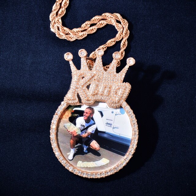 King Queen Iced Custom Photo Picture Hip Hop Chain Pendants