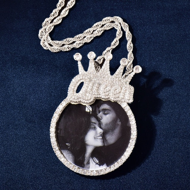 King Queen Iced Custom Photo Picture Hip Hop Chain Pendants