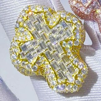 Shattered Ice | Mens Iced Baguette 5A Simulate Diamond Cross Hip Hop Rings