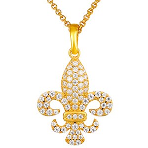 Genuine VVS Lab Diamond Fleur De Lis Solid Sterling Silver Hip Hop Chain Necklace