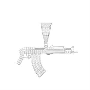The Chopper | Mens Solid 925 Sterling Silver Submachine Gun Hip Hop Pendant