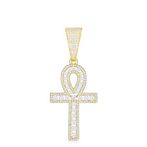 Genuine VVS Diamond Original Ankh Cross Solid Silver Spiritual Pendant Chain