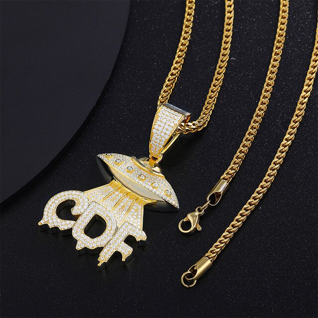 Mens 925 Solid Sterling Silver UFO Spaceship CDF Genuine VVS Diamond Pendant