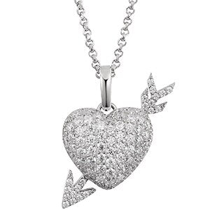 Ladies Love Found Me Genuine VVS Diamond Solid Sterling Silver Heart Arrow Necklace