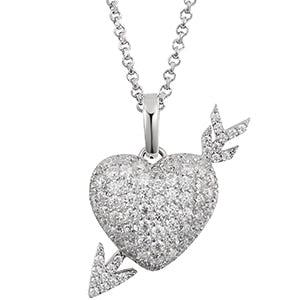 Ladies Love Found Me Genuine VVS Diamond Solid Sterling Silver Heart Arrow Necklace