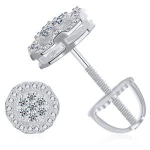 Genuine VVS Diamond Clusters Solid 925 Sterling Silver Iced Bling Out Earrings