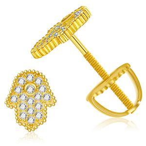 Hamsa Hand VVS Diamond Stone Solid 925 Silver Iced Blinged Out Stud Earrings