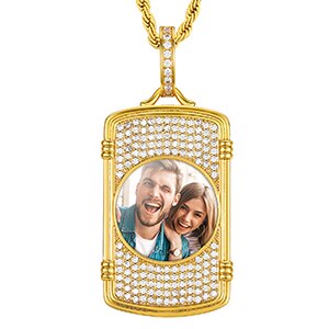 Solid 925 Silver Custom Photo VVS Diamond Picture Memory Hip Hop Chain Necklace