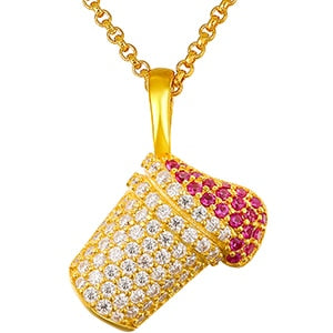 925 Solid Sterling Silver Genuine VVS Diamond Syrup Hip Hop Pendant Chain Necklace