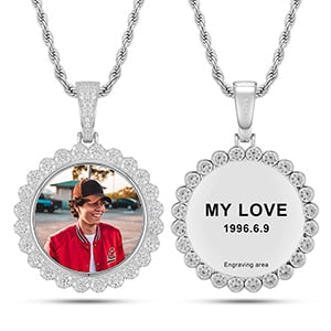 Priceless Moments | Sterling Silver Iced Blinged Out Custom Photo Memory Pendant