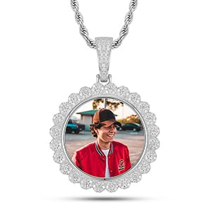 Priceless Moments | Sterling Silver Iced Blinged Out Custom Photo Memory Pendant