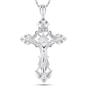Mens Byzantine Larger 4" 14k Gold Silver Rose Gold Jesus Crucifix Cross Pendant