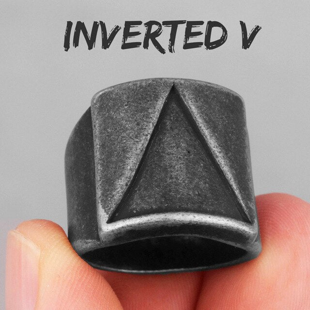 Mens 14k Gold Black Silver 316L Solid No Fade Stainless Steel Cosmic Triangle Rings