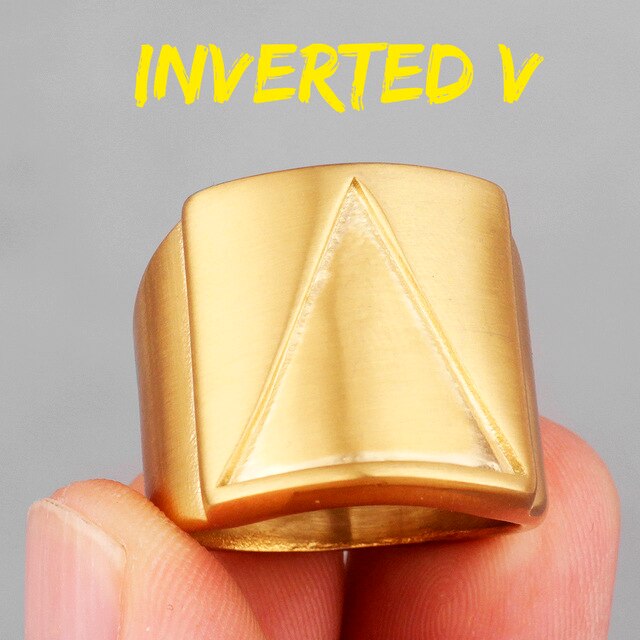 Mens 14k Gold Black Silver 316L Solid No Fade Stainless Steel Cosmic Triangle Rings