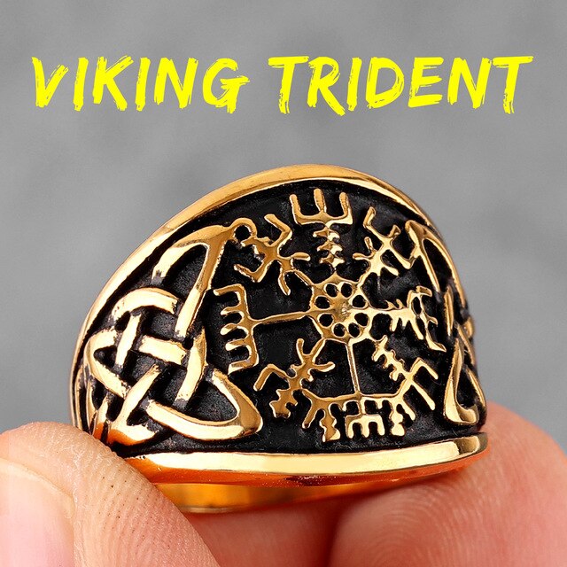 Mens Vintage Look Norse God Mythology Solid No Fade 14k Over Stainless Steel Rings