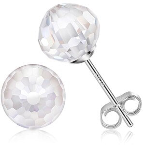 Solid 925 Sterling Silver Genuine VVS Lab Diamond Moissanite Disco Ball Bling Earrings