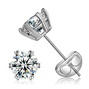 Solid 925 Sterling 6 Claw 0.5/1CT D Color Genuine VVS Lab Diamond Bling Earrings