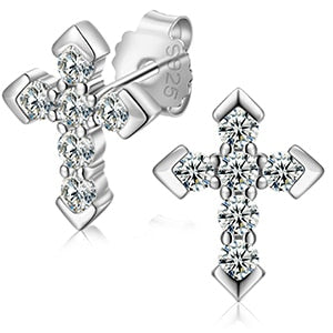 Genuine VVS Lab Diamond Solid Sterling Silver Arrow Cross Flooded Ice Earrings